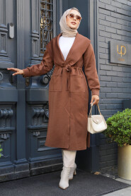 Modest Brown Coat 72112KH - 1