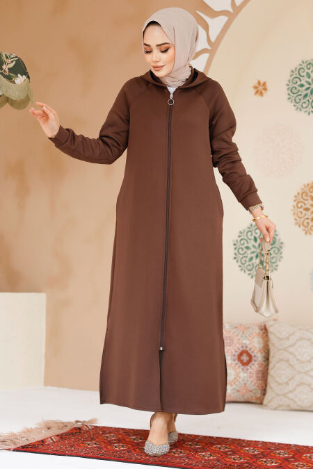 Modest Brown Coat 72231KH - NEVA STYLE