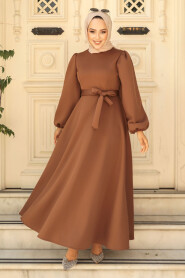 Modest Brown Dress 23102KH - 3