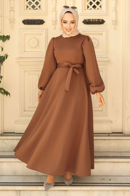 Modest Brown Dress 23102KH - NEVA STYLE