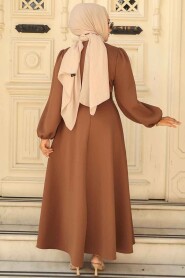 Modest Brown Dress 23102KH - 4