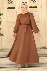 Modest Brown Dress 23102KH - 2