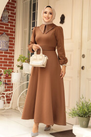 Modest Brown Dress 23123KH - 2