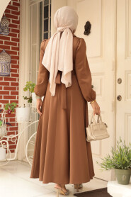 Modest Brown Dress 23123KH - 3