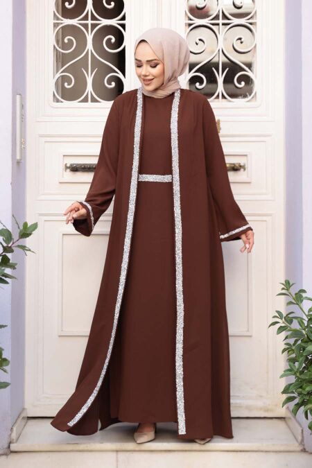 Modest Brown Dress Dual Suit 76852KH - NEVA STYLE