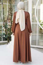 Modest Brown Dress For Plus Size 23101KH - 3