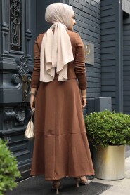 Modest Brown Dual Skirt Suit 12371KH - 3