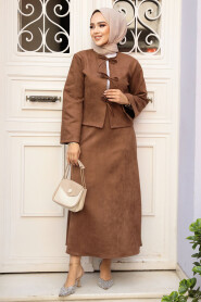 Modest Brown Dual Skirted Suit 50941KH - 1