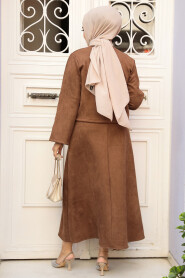 Modest Brown Dual Skirted Suit 50941KH - 2