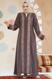 Modest Brown Dubai Abaya 29112KH 