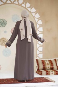 Modest Brown Dubai Abaya 29112KH - 3