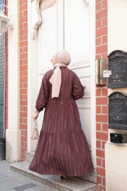 Modest Brown Eid Dress 103016KH - 4