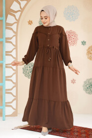 Modest Brown Eid Dress 10334KH - 2