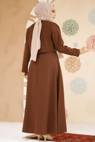 Modest Brown Eid Dress 61462KH - 4