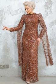 Modest Brown Engagement Dress 46551KH - 3