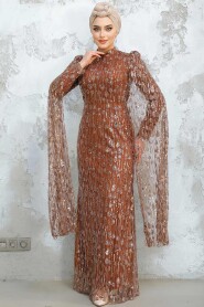 Modest Brown Engagement Dress 46551KH - 2