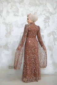 Modest Brown Engagement Dress 46551KH - 4