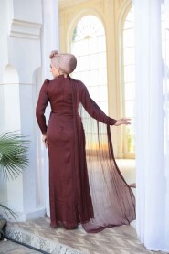 Modest Brown Engagement Dress 5296KH - 4