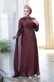 Modest Brown Engagement Dress 5296KH - 3
