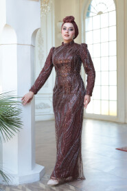Modest Brown Engagement Gown 51403KH - 3