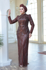 Modest Brown Engagement Gown 51403KH - 2