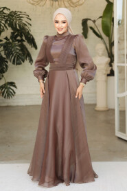 Modest Brown Evening Dress 45701KH - 2