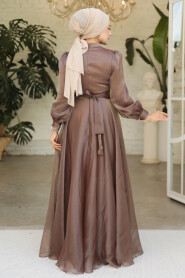 Modest Brown Evening Dress 45701KH - 5