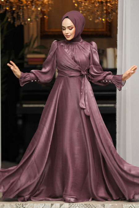 Modest Brown Evening Dress 48051KH - NEVA STYLE