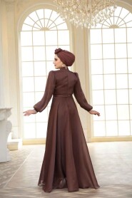 Modest Brown Evening Dress 51072KH - 5