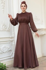 Modest Brown Evening Dress 51072KH - 4