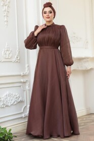 Modest Brown Evening Dress 51072KH - 3