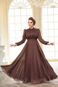 Modest Brown Evening Dress 51072KH - 2