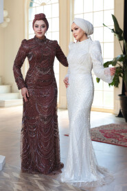 Modest Brown Evening Dress 51636KH - 3