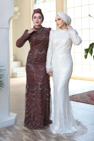 Modest Brown Evening Dress 51636KH - 4