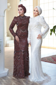 Modest Brown Evening Dress 51636KH - 5