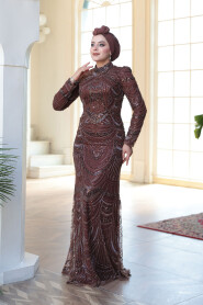 Modest Brown Evening Dress 51636KH - 2