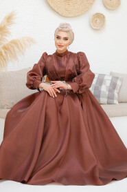 Modest Brown Evening Gown 45295KH - 5