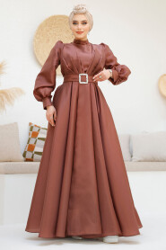 Modest Brown Evening Gown 45295KH - 4