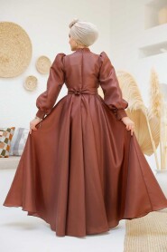 Modest Brown Evening Gown 45295KH - 6