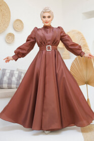 Modest Brown Evening Gown 45295KH - 3