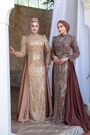 Modest Brown Evening Gown 51253KH - 3