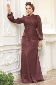 Modest Brown Evening Long Dress 50781KH - 2