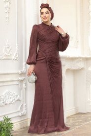 Modest Brown Evening Long Dress 50781KH 