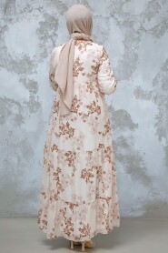 Modest Brown Floral Maxi Dress 22054KH - 4