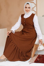 Modest Brown Gilet Dress 70501KH - 2