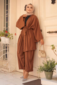 Modest Brown Kimono Dual Suit 12531KH - 3