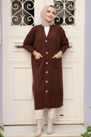 Modest Brown Knitwear Cardigan 30582KH - 2