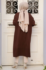 Modest Brown Knitwear Cardigan 30582KH - 4