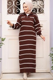 Modest Brown Knitwear Dress 17206KH - 1