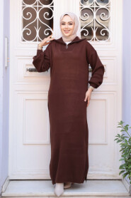 Modest Brown Knitwear Dress 60321KH - 2